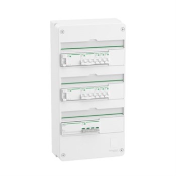 Gruppetavle Resi9 3x13 hvid 1stk 16A 3P+n, 1stk 10A 3P+n, 5stk 10A 1P+n, 1stk 16A 1P+n