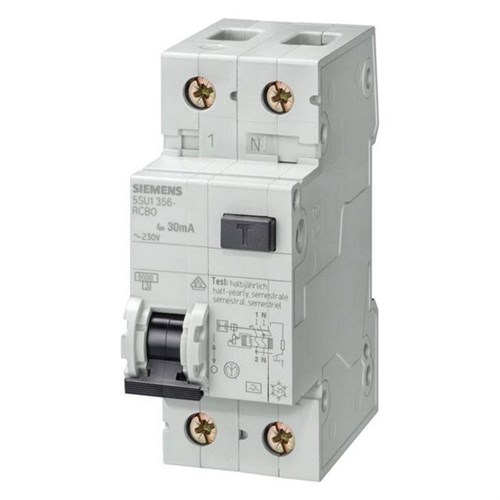 Siemens Kombiafbryderi 30ma 1p+n 10a c 6ka 4001869306797 5su1356-7kk10