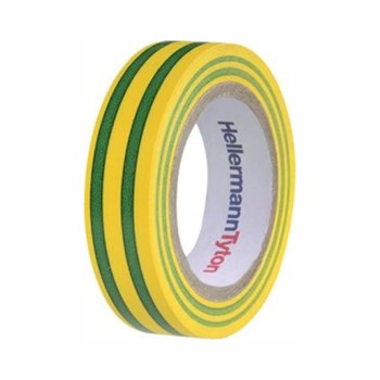 10 ruller PVC-tape grøn/gul 15mm x 10m 4031026401690