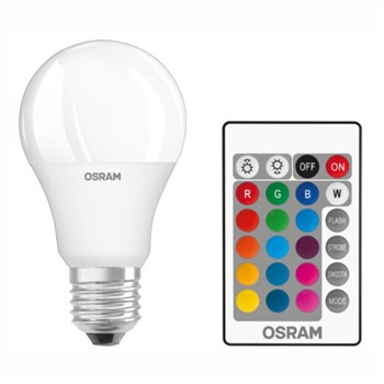 LED-pære 9w/rgbw (60w) med remote E27 mat 4058075430754