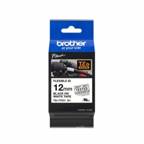 Brother TZeFX231 tape 12mm x 8m sort på hvid 4977766691741